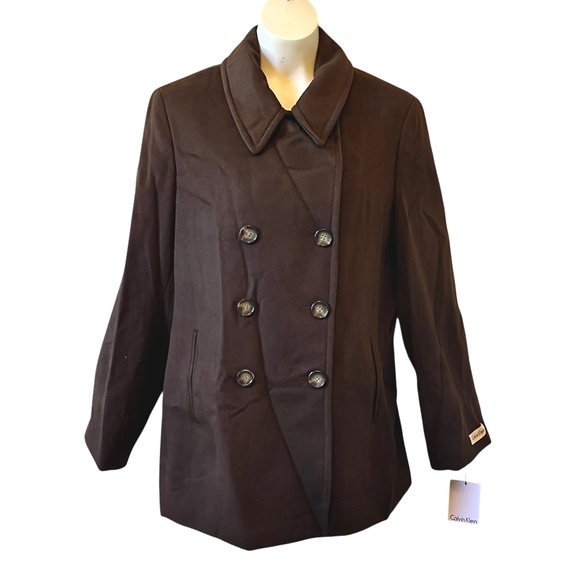 Chocolate Brown Pea Coat - Picture 1 of 14